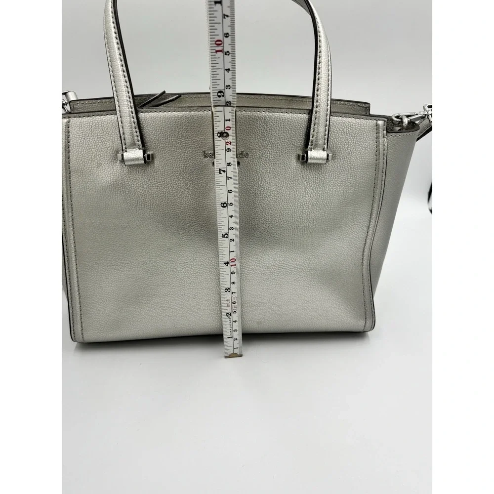 Kate Spade Purse Patterson Drive Geraldine Satchel Bag Metallic Silver Pebbled